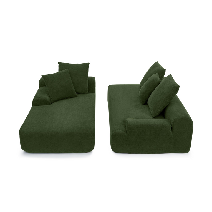 Buy farmhouse furniture Olive Green Mediterranean Tuscan Upholstered L-Shape Modular Compressed Sofa - Modern Cottage Farmhouse Furniture