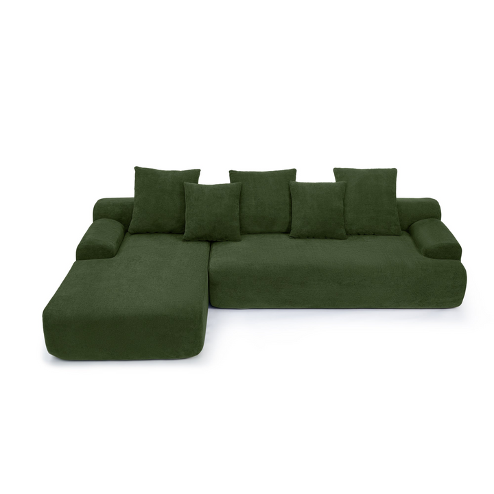 Buy farmhouse furniture Olive Green Mediterranean Tuscan Upholstered L-Shape Modular Compressed Sofa - Modern Cottage Farmhouse Furniture