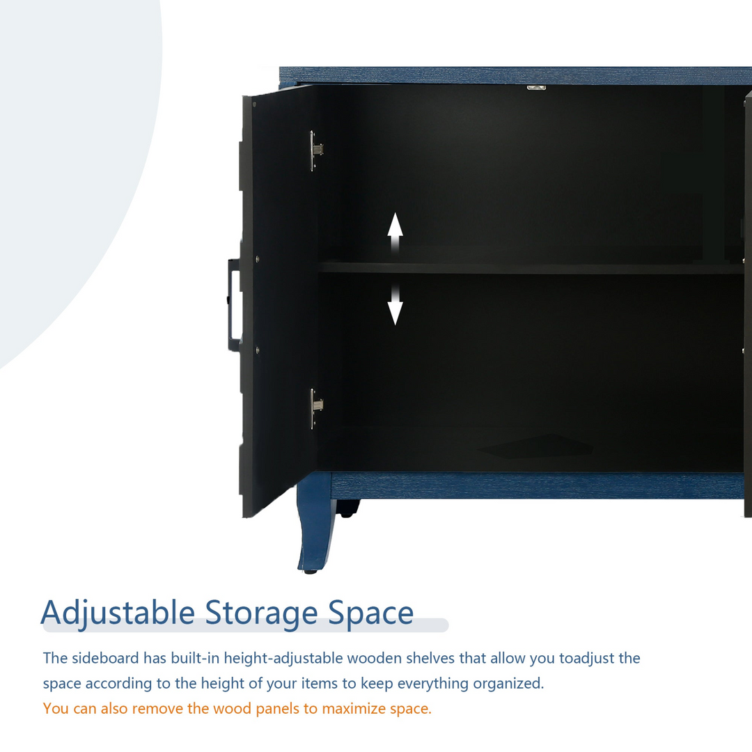 Buy farmhouse furniture Mediterranean Blue Lacquered Wooden Modern Farmhouse Buffet Cabinet Sideboard - Modern Cottage Farmhouse Furniture