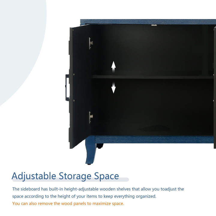 Buy farmhouse furniture Mediterranean Blue Lacquered Wooden Modern Farmhouse Buffet Cabinet Sideboard - Modern Cottage Farmhouse Furniture