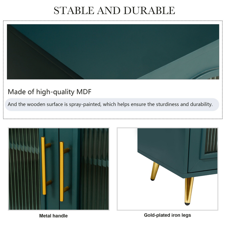 Teal TV Stand for 65+ Inch TV Console with Storage Cabinet & Shelves for Living Room - Mediterranean Italian Contemporary Home Decor Furniture