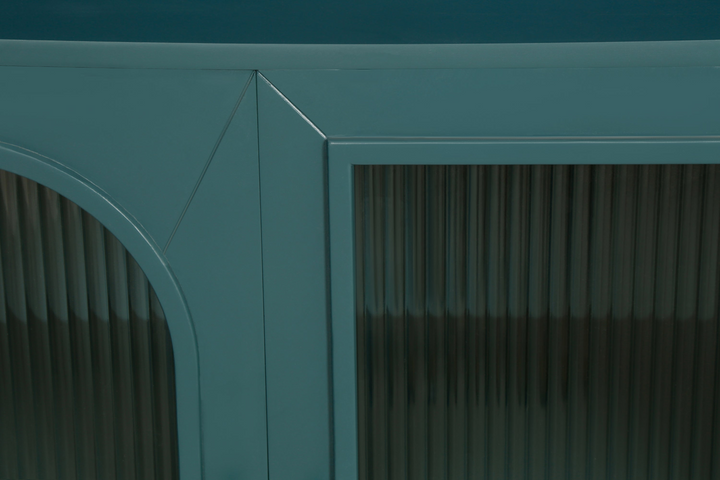 Teal TV Stand for 65+ Inch TV Console with Storage Cabinet & Shelves for Living Room - Mediterranean Italian Contemporary Home Decor Furniture