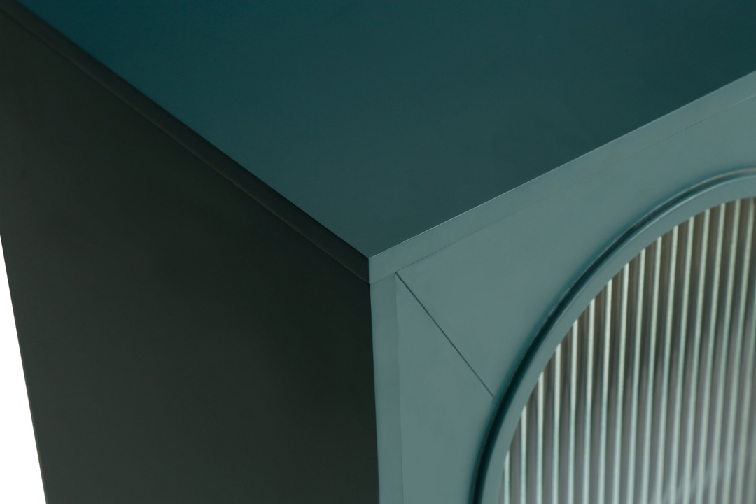 Teal TV Stand for 65+ Inch TV Console with Storage Cabinet & Shelves for Living Room - Mediterranean Italian Contemporary Home Decor Furniture