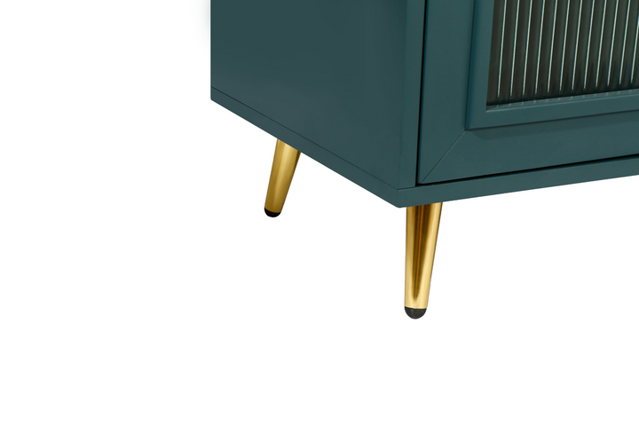 Teal TV Stand for 65+ Inch TV Console with Storage Cabinet & Shelves for Living Room - Mediterranean Italian Contemporary Home Decor Furniture