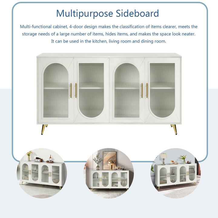 Teal TV Stand for 65+ Inch TV Console with Storage Cabinet & Shelves for Living Room - Mediterranean Italian Contemporary Home Decor Furniture