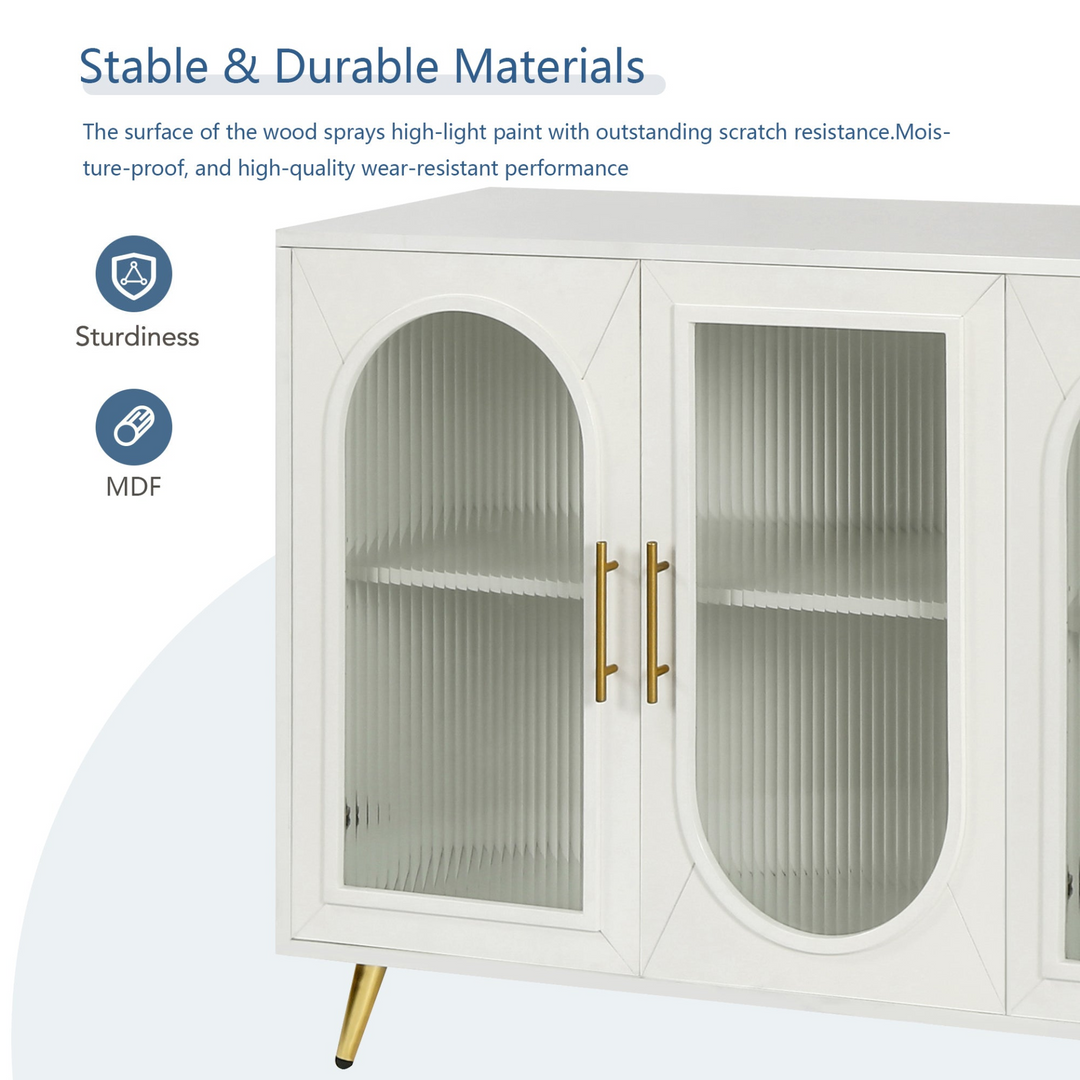 Teal TV Stand for 65+ Inch TV Console with Storage Cabinet & Shelves for Living Room - Mediterranean Italian Contemporary Home Decor Furniture