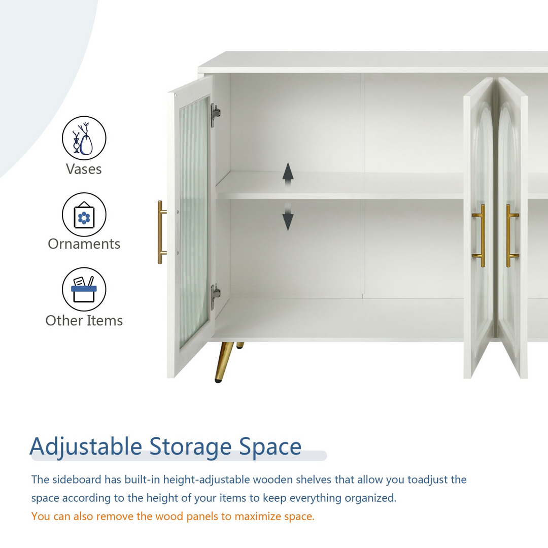 Teal TV Stand for 65+ Inch TV Console with Storage Cabinet & Shelves for Living Room - Mediterranean Italian Contemporary Home Decor Furniture