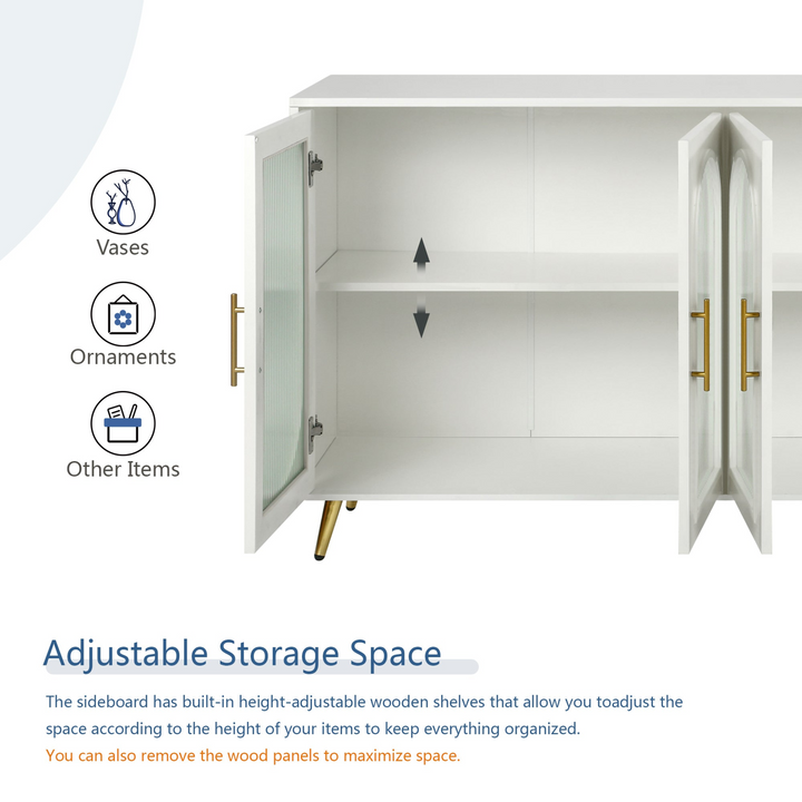 Teal TV Stand for 65+ Inch TV Console with Storage Cabinet & Shelves for Living Room - Mediterranean Italian Contemporary Home Decor Furniture