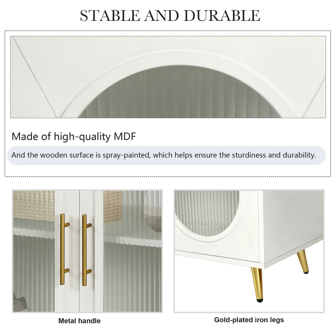 Teal TV Stand for 65+ Inch TV Console with Storage Cabinet & Shelves for Living Room - Mediterranean Italian Contemporary Home Decor Furniture