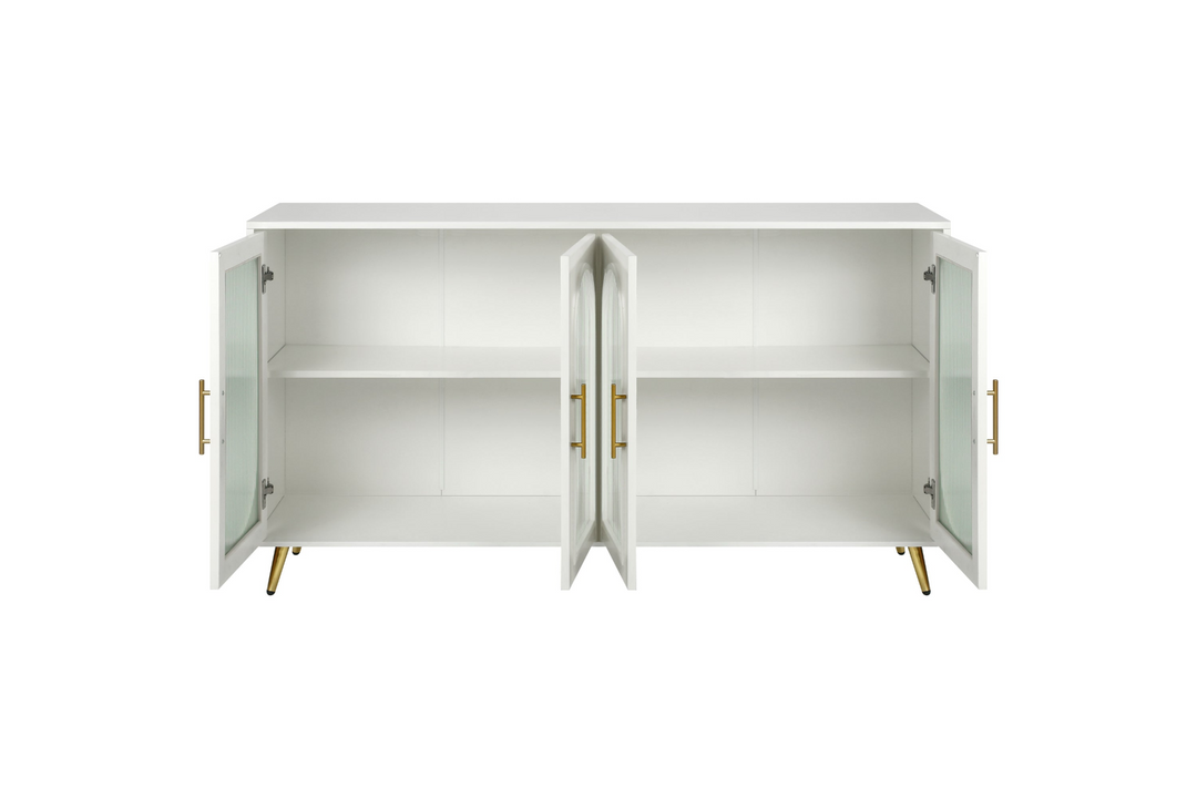 Teal TV Stand for 65+ Inch TV Console with Storage Cabinet & Shelves for Living Room - Mediterranean Italian Contemporary Home Decor Furniture