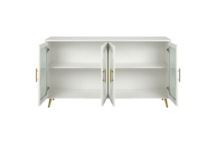 Teal TV Stand for 65+ Inch TV Console with Storage Cabinet & Shelves for Living Room - Mediterranean Italian Contemporary Home Decor Furniture