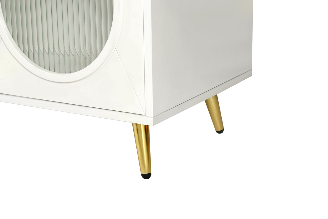 Teal TV Stand for 65+ Inch TV Console with Storage Cabinet & Shelves for Living Room - Mediterranean Italian Contemporary Home Decor Furniture