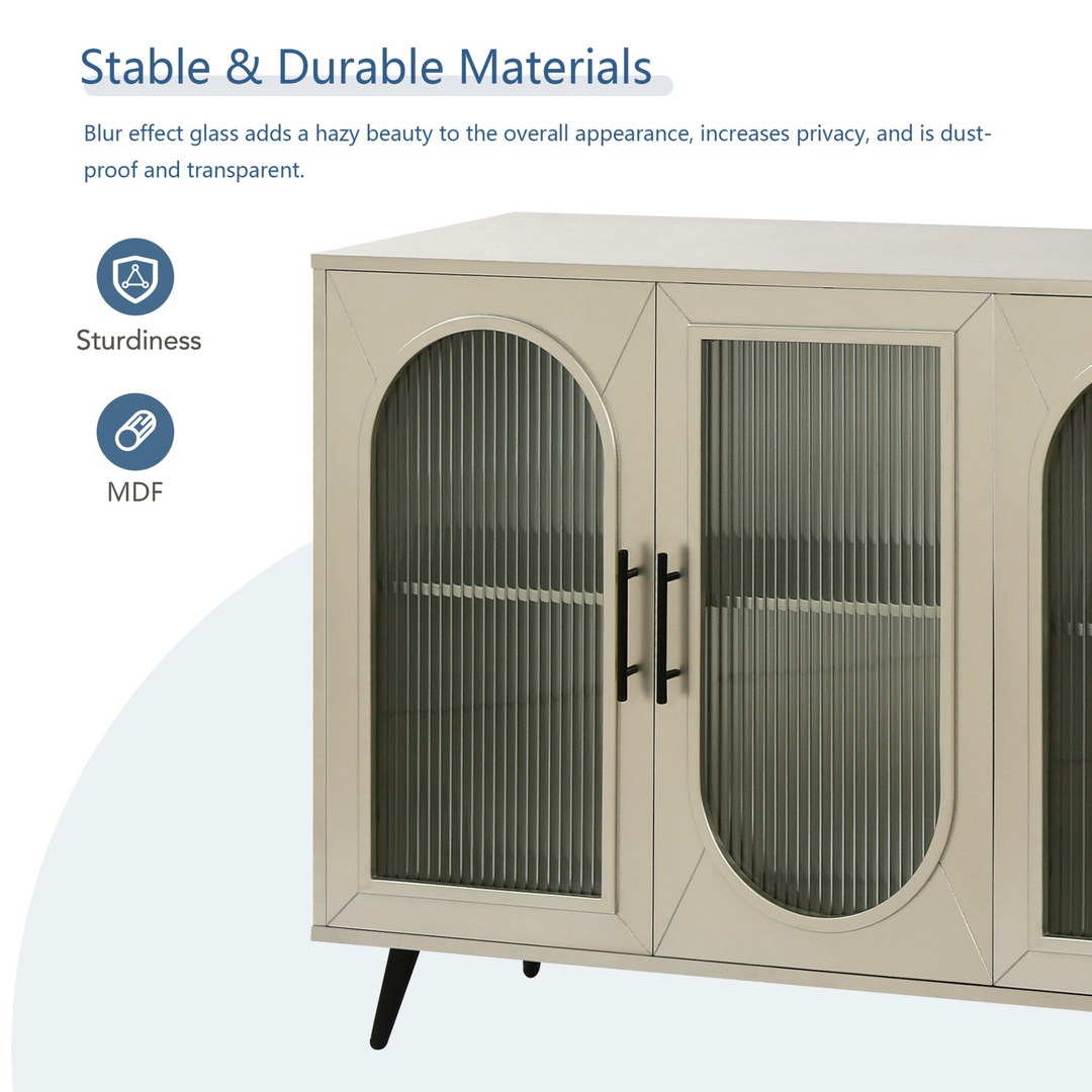 Teal TV Stand for 65+ Inch TV Console with Storage Cabinet & Shelves for Living Room - Mediterranean Italian Contemporary Home Decor Furniture