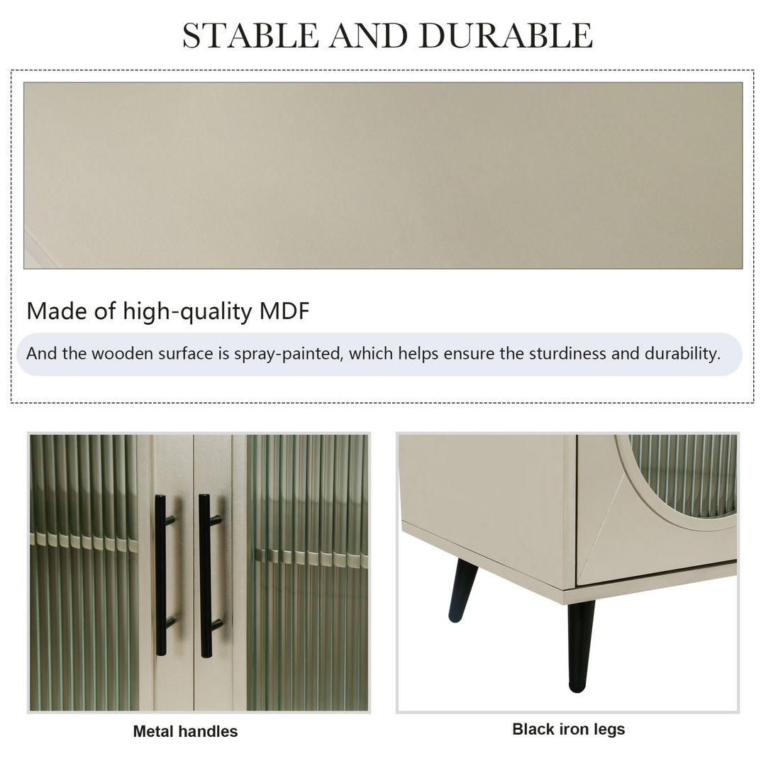 Teal TV Stand for 65+ Inch TV Console with Storage Cabinet & Shelves for Living Room - Mediterranean Italian Contemporary Home Decor Furniture