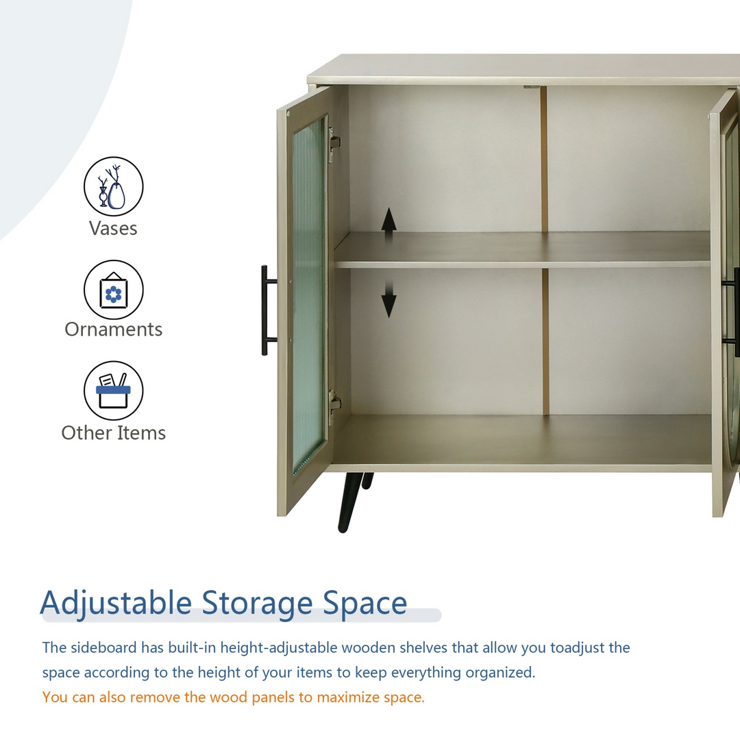 Teal TV Stand for 65+ Inch TV Console with Storage Cabinet & Shelves for Living Room - Mediterranean Italian Contemporary Home Decor Furniture