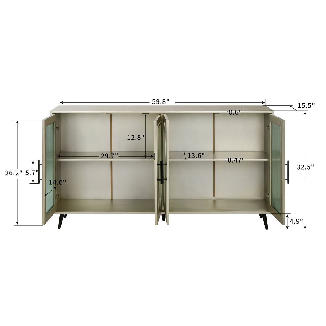 Teal TV Stand for 65+ Inch TV Console with Storage Cabinet & Shelves for Living Room - Mediterranean Italian Contemporary Home Decor Furniture