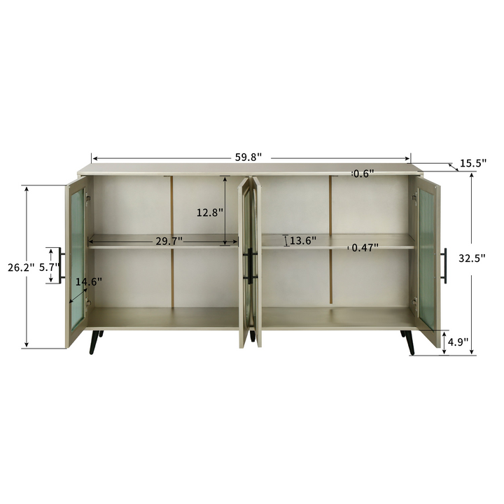 Teal TV Stand for 65+ Inch TV Console with Storage Cabinet & Shelves for Living Room - Mediterranean Italian Contemporary Home Decor Furniture