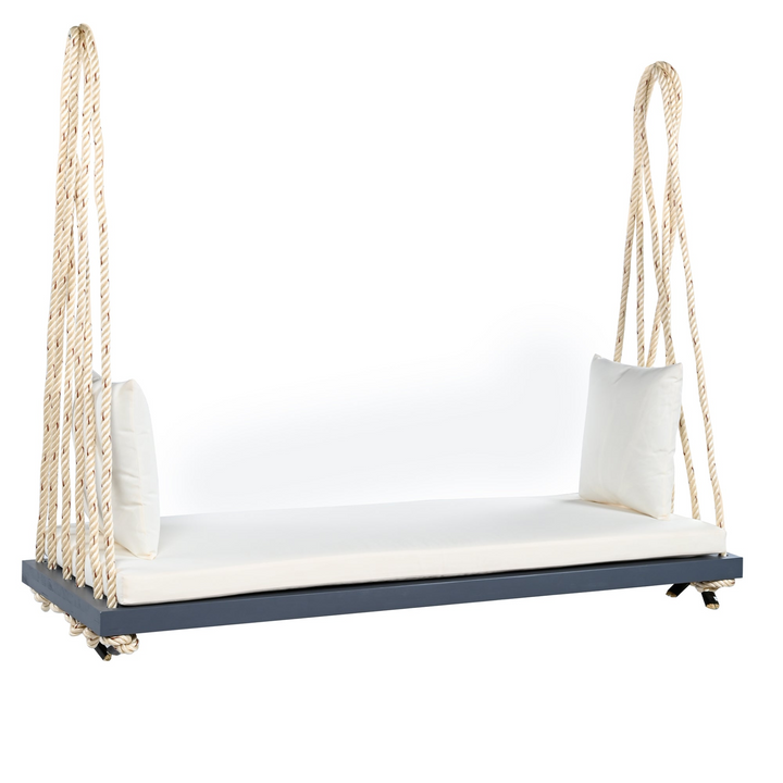 Buy farmhouse furniture Patio Wooden Swing Chair Hanging Porch Swing Bench with Cushion &amp; Pillows - Modern Cottage Farmhouse Furniture