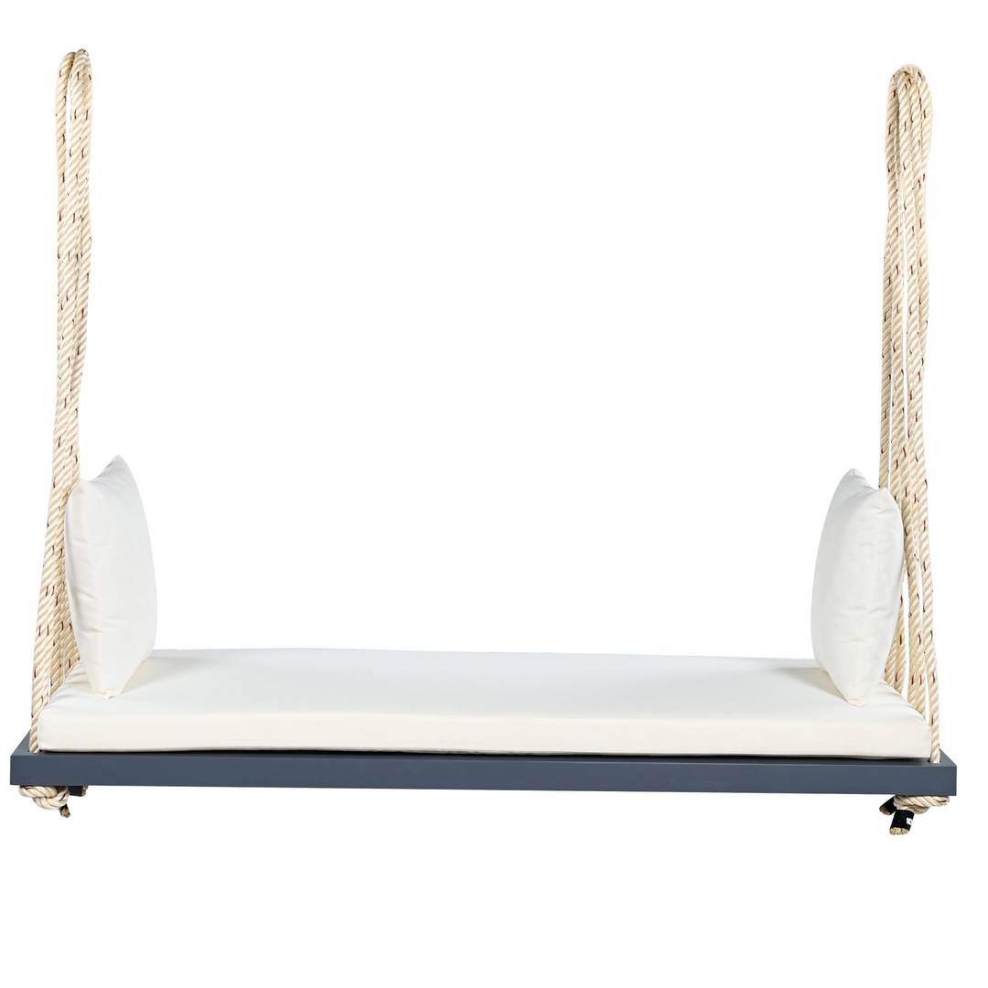 Buy farmhouse furniture Patio Wooden Swing Chair Hanging Porch Swing Bench with Cushion &amp; Pillows - Modern Cottage Farmhouse Furniture