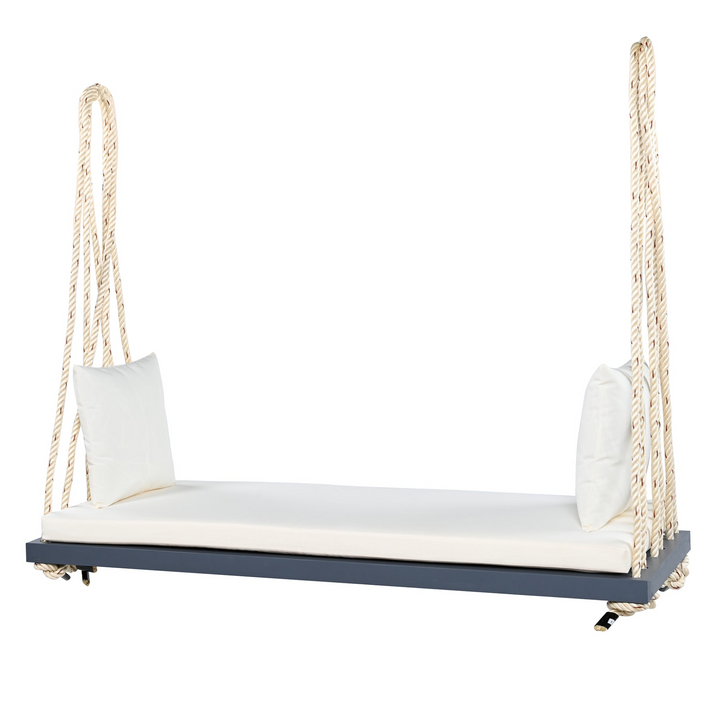 Buy farmhouse furniture Patio Wooden Swing Chair Hanging Porch Swing Bench with Cushion &amp; Pillows - Modern Cottage Farmhouse Furniture