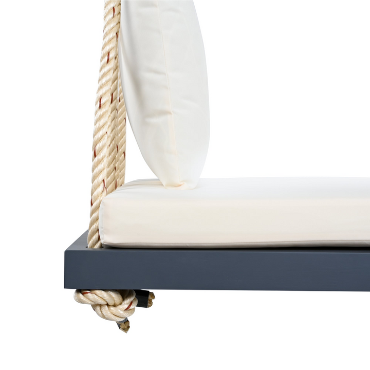 Buy farmhouse furniture Patio Wooden Swing Chair Hanging Porch Swing Bench with Cushion &amp; Pillows - Modern Cottage Farmhouse Furniture