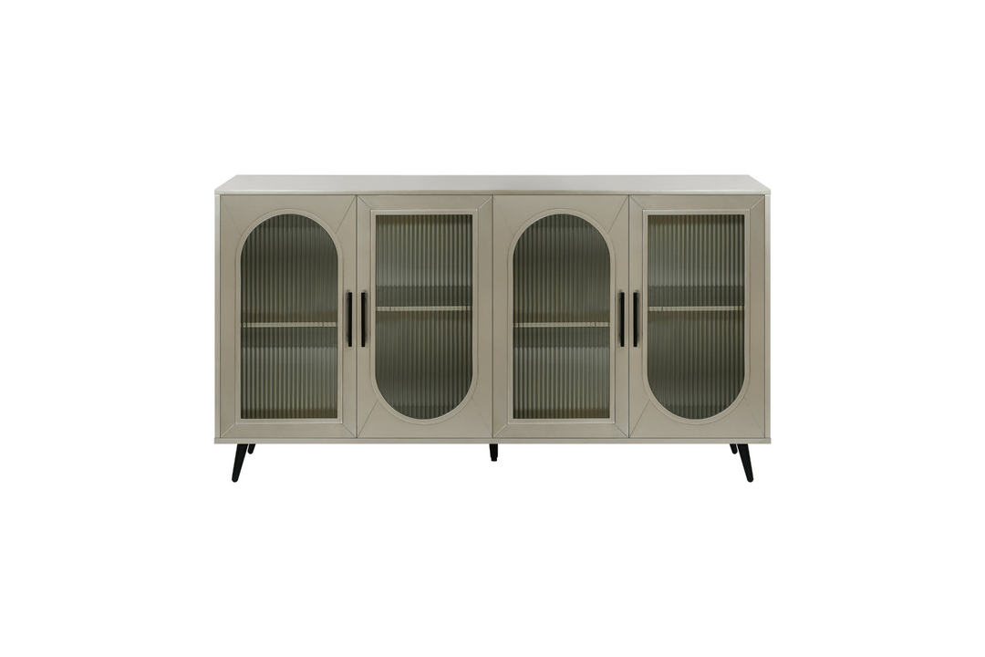 Teal TV Stand for 65+ Inch TV Console with Storage Cabinet & Shelves for Living Room - Mediterranean Italian Contemporary Home Decor Furniture