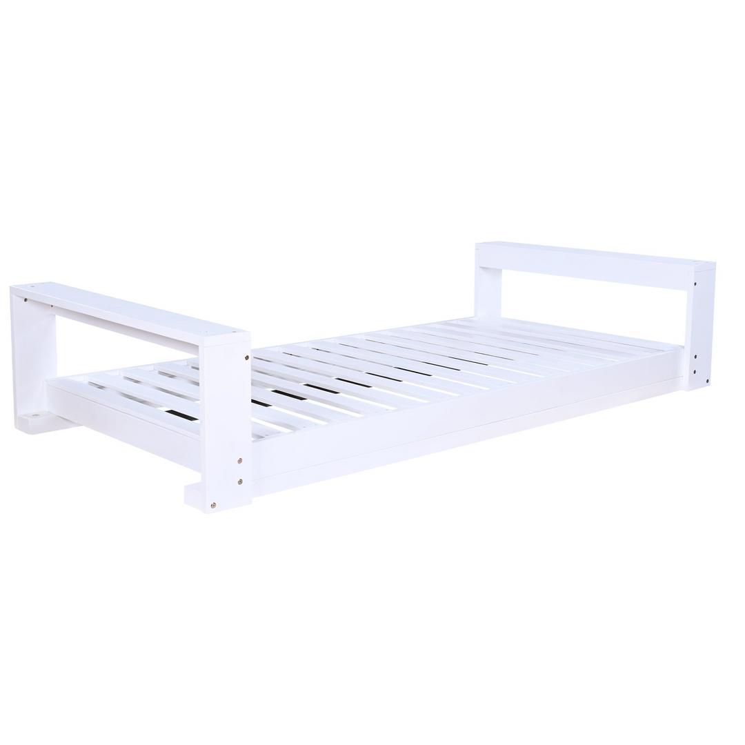 Twin Size Porch Swing Bed - Premium Acacia Wood Frame with Durable Hemp Ropes for Backyard Relaxation - Mediterranean Italian Contemporary Home Decor Furniture