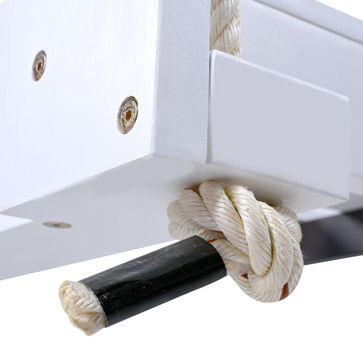 Twin Size Porch Swing Bed - Premium Acacia Wood Frame with Durable Hemp Ropes for Backyard Relaxation - Mediterranean Italian Contemporary Home Decor Furniture