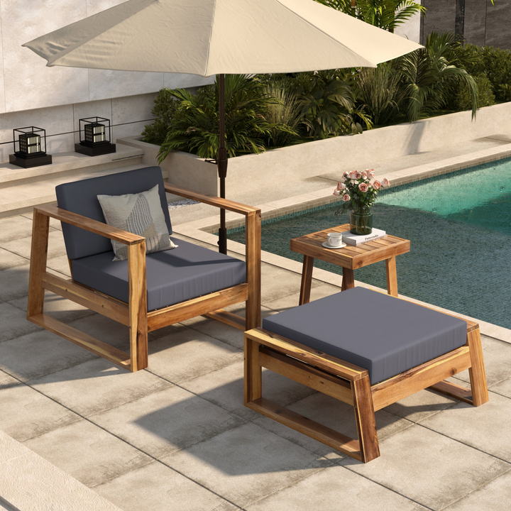 Buy farmhouse furniture Acacia Wood Outdoor Lounge Set | Patio, Balcony &amp; Garden Furniture with Cushions - Modern Cottage Farmhouse Furniture