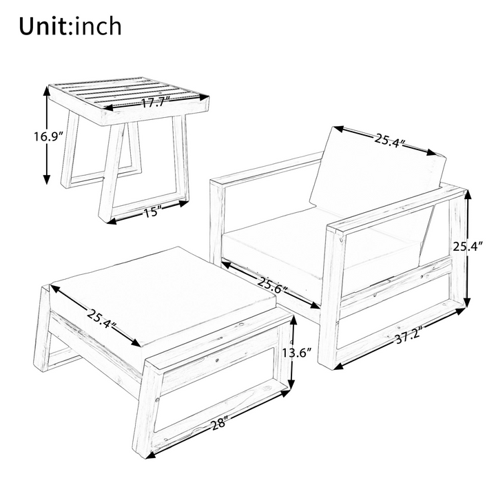 Buy farmhouse furniture Acacia Wood Outdoor Lounge Set | Patio, Balcony &amp; Garden Furniture with Cushions - Modern Cottage Farmhouse Furniture