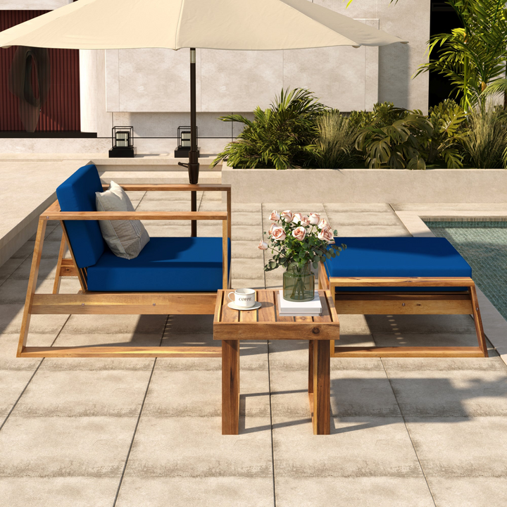 Buy farmhouse furniture Acacia Wood Outdoor Lounge Set | Patio, Balcony &amp; Garden Furniture with Cushions - Modern Cottage Farmhouse Furniture