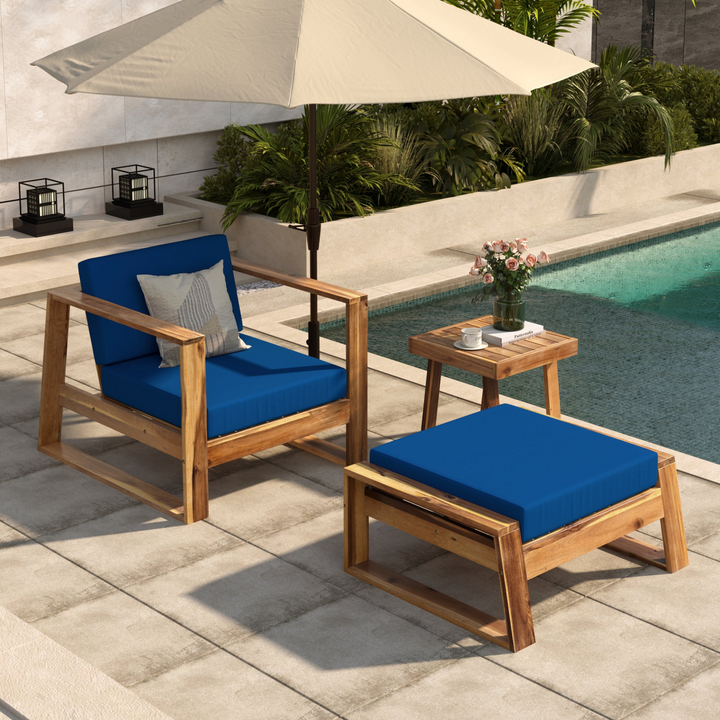 Buy farmhouse furniture Acacia Wood Outdoor Lounge Set | Patio, Balcony &amp; Garden Furniture with Cushions - Modern Cottage Farmhouse Furniture