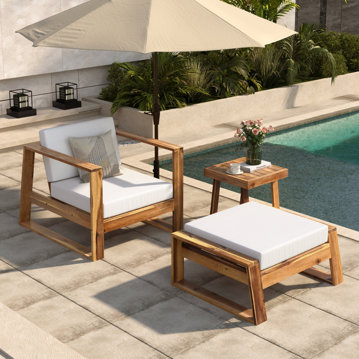Buy farmhouse furniture Acacia Wood Outdoor Lounge Set | Patio, Balcony &amp; Garden Furniture with Cushions - Modern Cottage Farmhouse Furniture