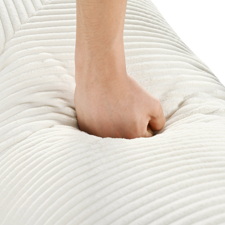 Le Marie • White L-Shaped Modular Modern European Farmhouse Style Sofa Bed in Corduroy - Mediterranean Italian Contemporary Home Decor Furniture