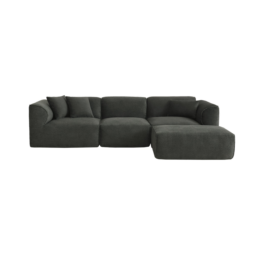 Buy farmhouse furniture Luxury living-room double-needle velvet sofa with sponge seat cushions and detachable stool - Modern Cottage Farmhouse Furniture