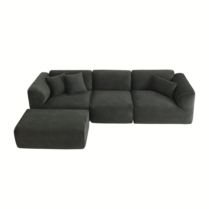 Buy farmhouse furniture Luxury living-room double-needle velvet sofa with sponge seat cushions and detachable stool - Modern Cottage Farmhouse Furniture