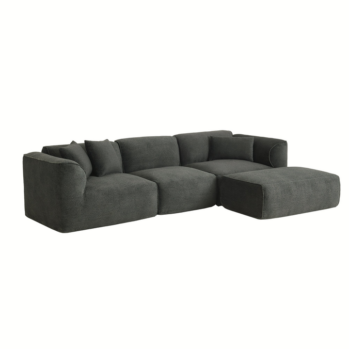 Buy farmhouse furniture Luxury living-room double-needle velvet sofa with sponge seat cushions and detachable stool - Modern Cottage Farmhouse Furniture