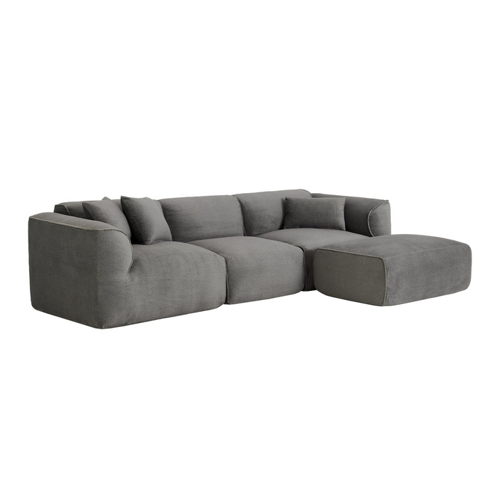 Buy farmhouse furniture Luxury living-room double-needle velvet sofa with sponge seat cushions and detachable stool - Modern Cottage Farmhouse Furniture