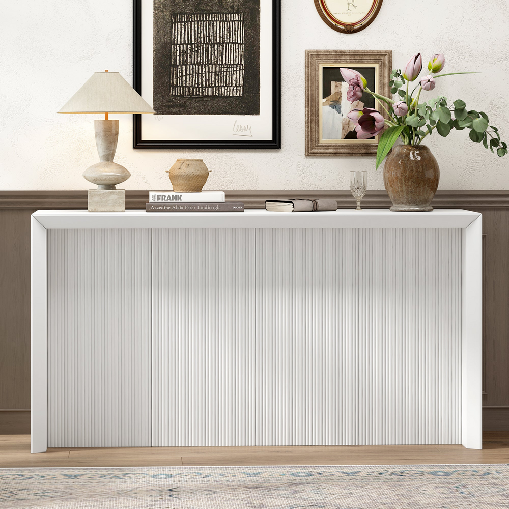 Kavala Greece Veneer Foyer Table with Wavy Design - Modern Mediterranean Home Accent Furniture - Mediterranean Italian Contemporary Home Decor Furniture