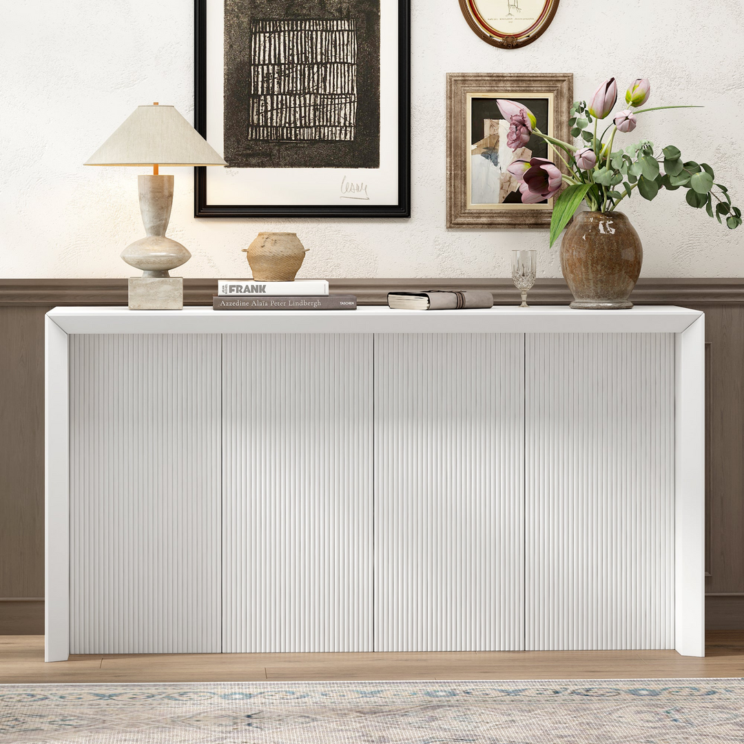 Kavala Greece Veneer Foyer Table with Wavy Design - Modern Mediterranean Home Accent Furniture - Mediterranean Italian Contemporary Home Decor Furniture