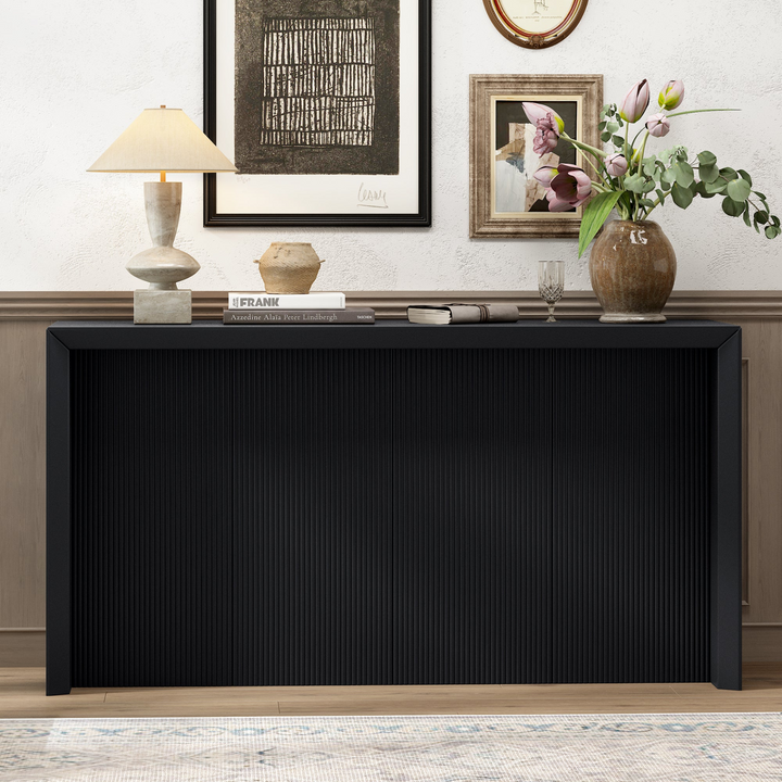 Kavala Greece Veneer Foyer Table with Wavy Design - Modern Mediterranean Home Accent Furniture - Mediterranean Italian Contemporary Home Decor Furniture