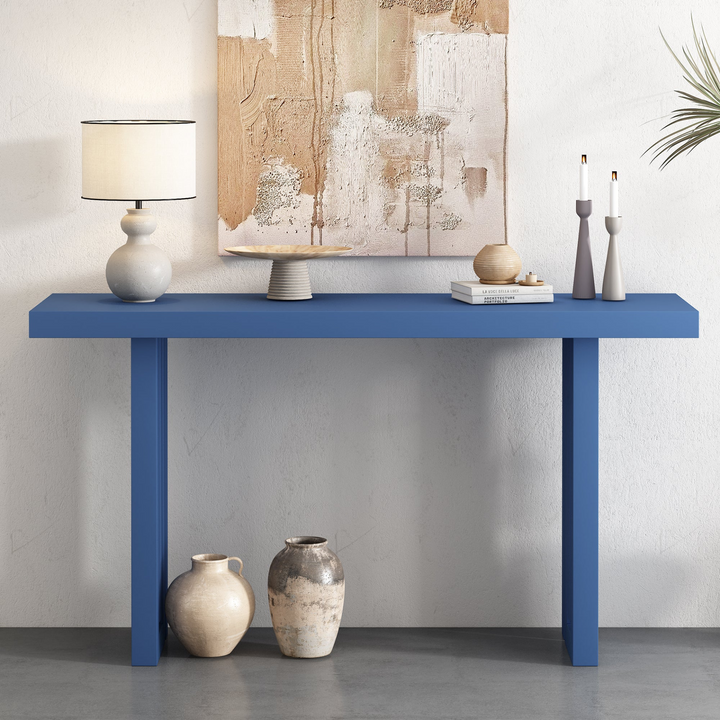 Modern Oak Veneer Console Foyer Table with Distinctive Sculpted Side Shapes - Perfect for Entryway or Living Room - Mediterranean Italian Contemporary Home Decor Furniture