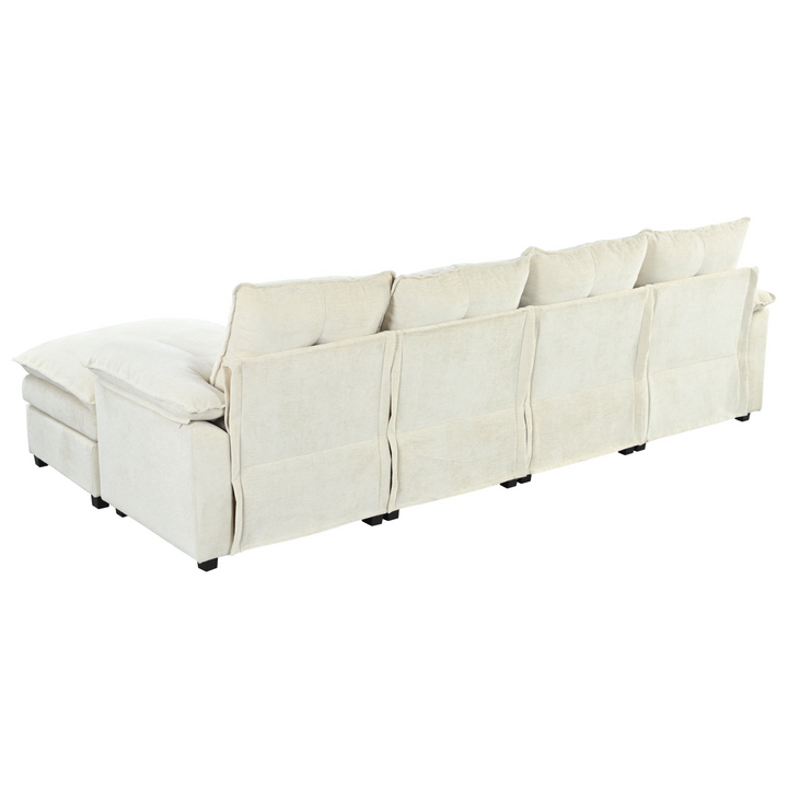 Buy farmhouse furniture U-Shaped Chenille Sectional Sofa with Adjustable Armrest and Pillows for Living Rooms, Offices - Modern Cottage Farmhouse Furniture