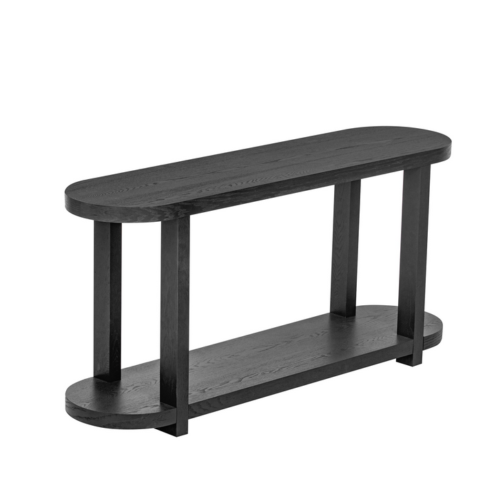 Buy farmhouse furniture Modern Minimalist Ash Veneer Entryway Table with Streamlined Desktop Design – Elegant Oval Top, Sturdy Storage Shelf, Easy Assembly - Modern Cottage Farmhouse Furniture