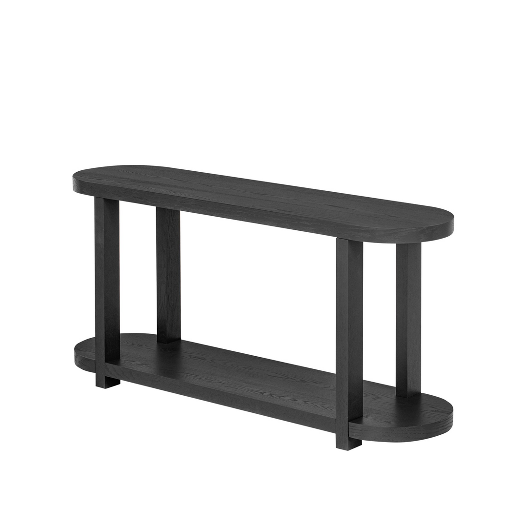 Buy farmhouse furniture Modern Minimalist Ash Veneer Entryway Table with Streamlined Desktop Design – Elegant Oval Top, Sturdy Storage Shelf, Easy Assembly - Modern Cottage Farmhouse Furniture