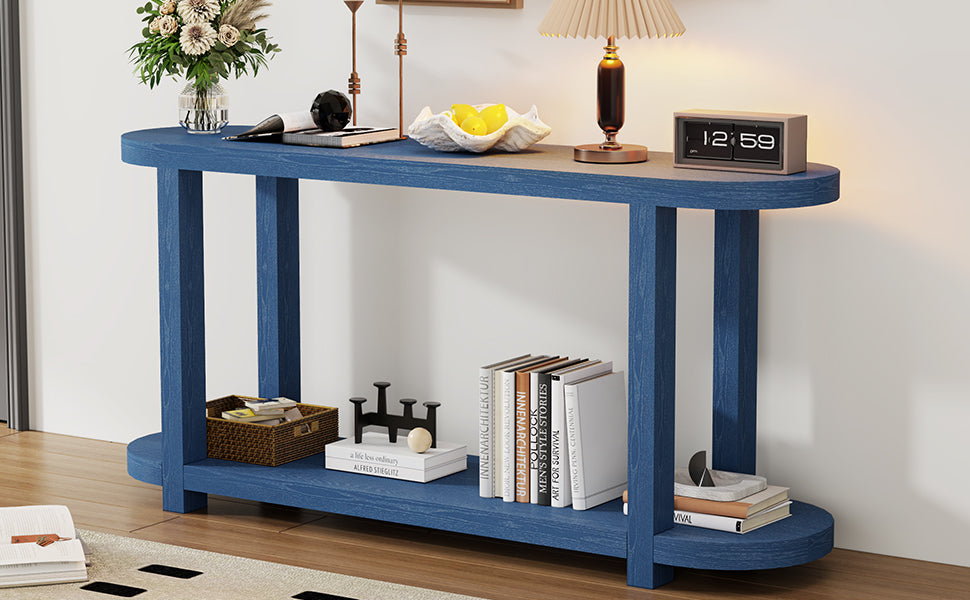 Buy farmhouse furniture Modern Minimalist Ash Veneer Entryway Table with Streamlined Desktop Design – Elegant Oval Top, Sturdy Storage Shelf, Easy Assembly - Modern Cottage Farmhouse Furniture