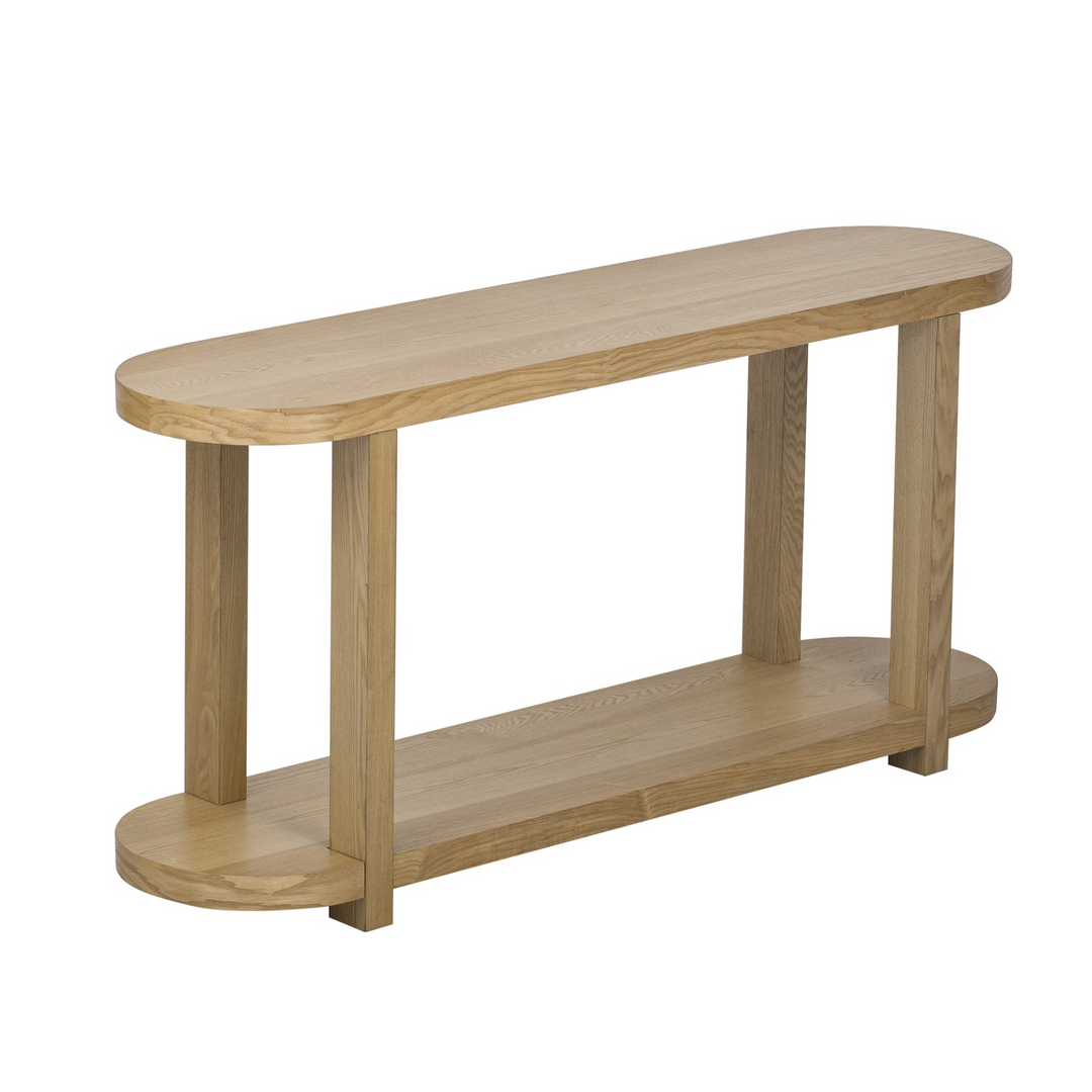 Buy farmhouse furniture Modern Minimalist Ash Veneer Entryway Table with Streamlined Desktop Design – Elegant Oval Top, Sturdy Storage Shelf, Easy Assembly - Modern Cottage Farmhouse Furniture