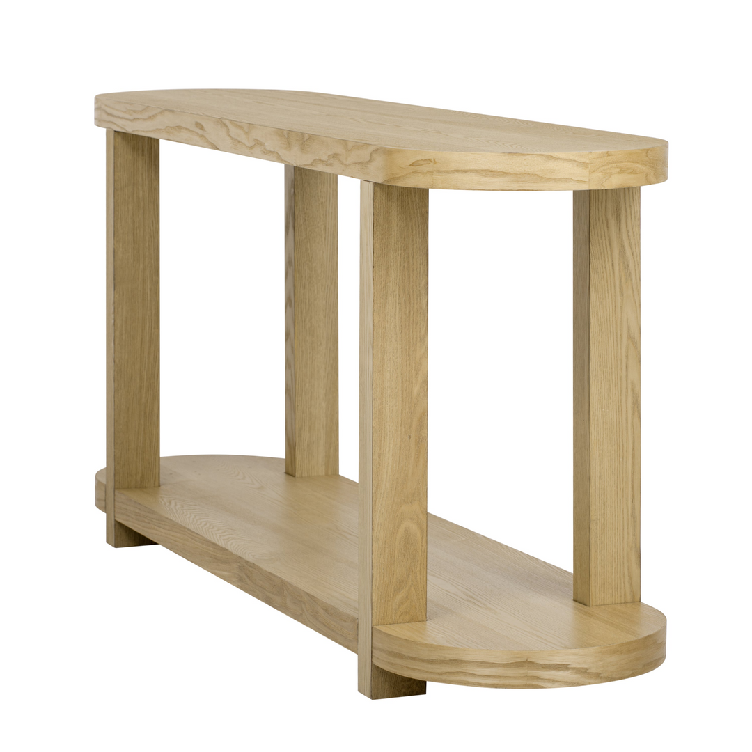 Buy farmhouse furniture Modern Minimalist Ash Veneer Entryway Table with Streamlined Desktop Design – Elegant Oval Top, Sturdy Storage Shelf, Easy Assembly - Modern Cottage Farmhouse Furniture