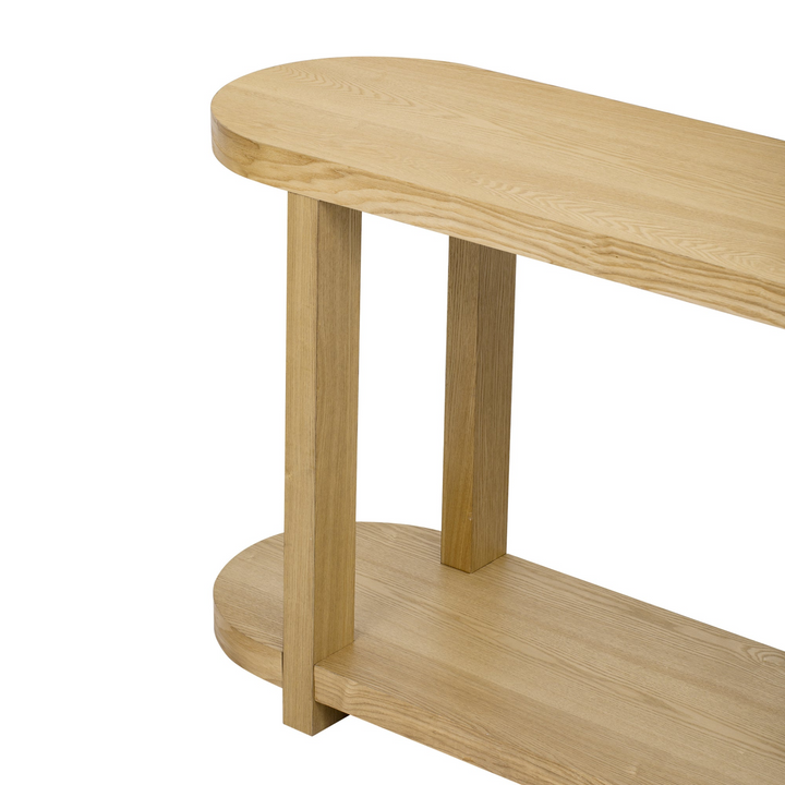 Buy farmhouse furniture Modern Minimalist Ash Veneer Entryway Table with Streamlined Desktop Design – Elegant Oval Top, Sturdy Storage Shelf, Easy Assembly - Modern Cottage Farmhouse Furniture