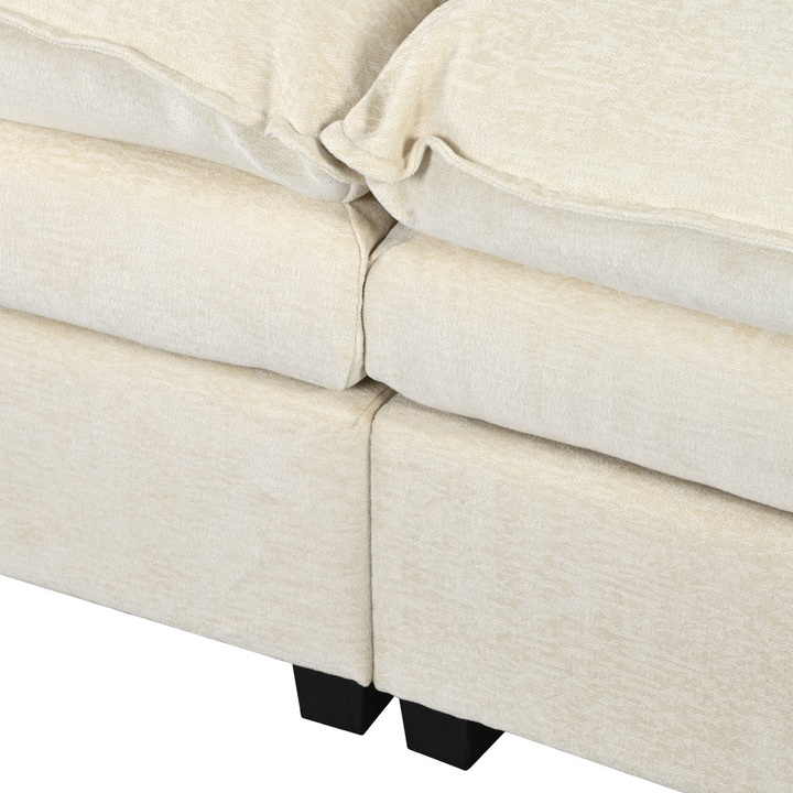 Buy farmhouse furniture U-Shaped Chenille Sectional Sofa with Adjustable Armrest and Pillows for Living Rooms, Offices - Modern Cottage Farmhouse Furniture